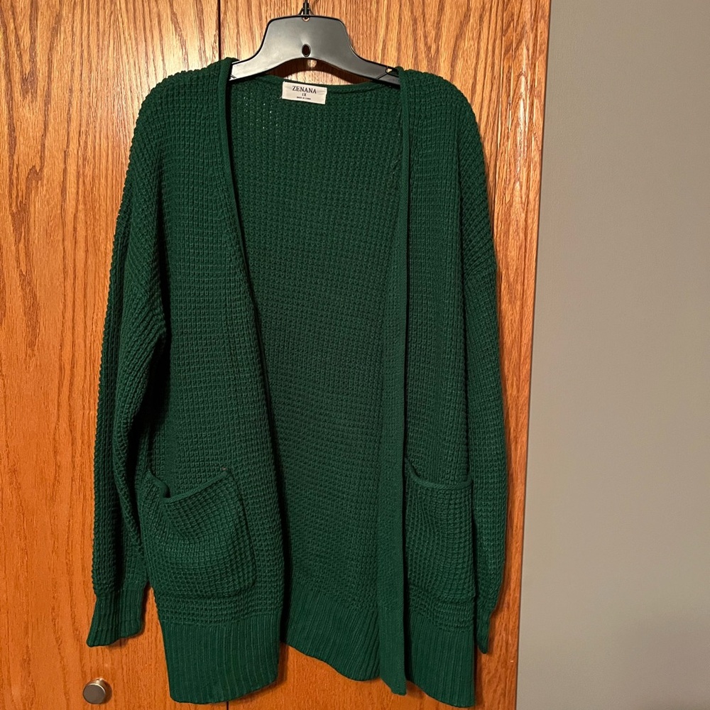 Green cardigan